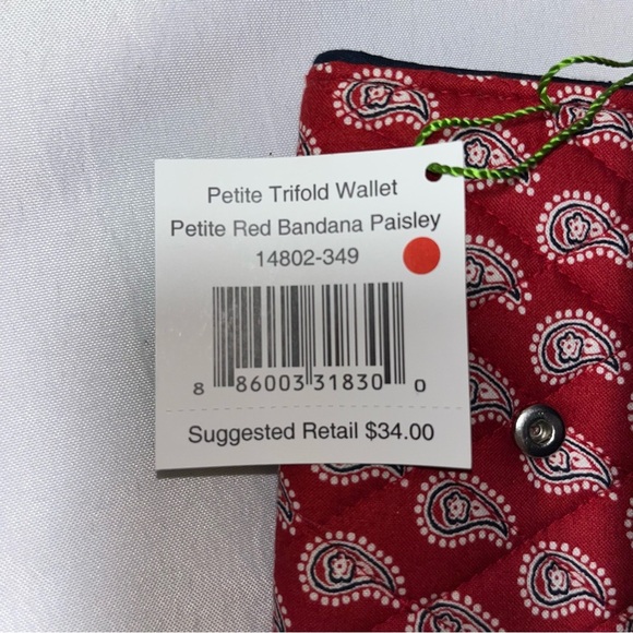 NWT Vera Bradley Trifold Wallet Paisley Quilted - Picture 5 of 5